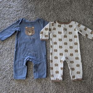 Baby boys sleepers teddy bear print